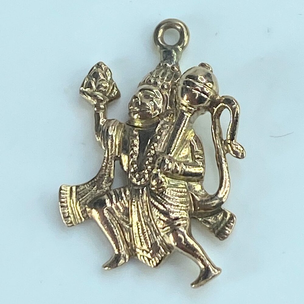 9K yellow gold Gold Hindu God Jisha Hanuman Pendant 23x14.8mm 3.7g JR534